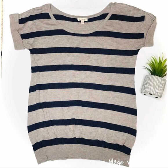 𝅺ruby Moon Short Sleeve Striped Sweater - Picture 1 of 7